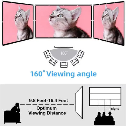 16:9 HD Display Various Sizes Projection Screen 4K High Quality for Home Office Household Bedroom Accessories
