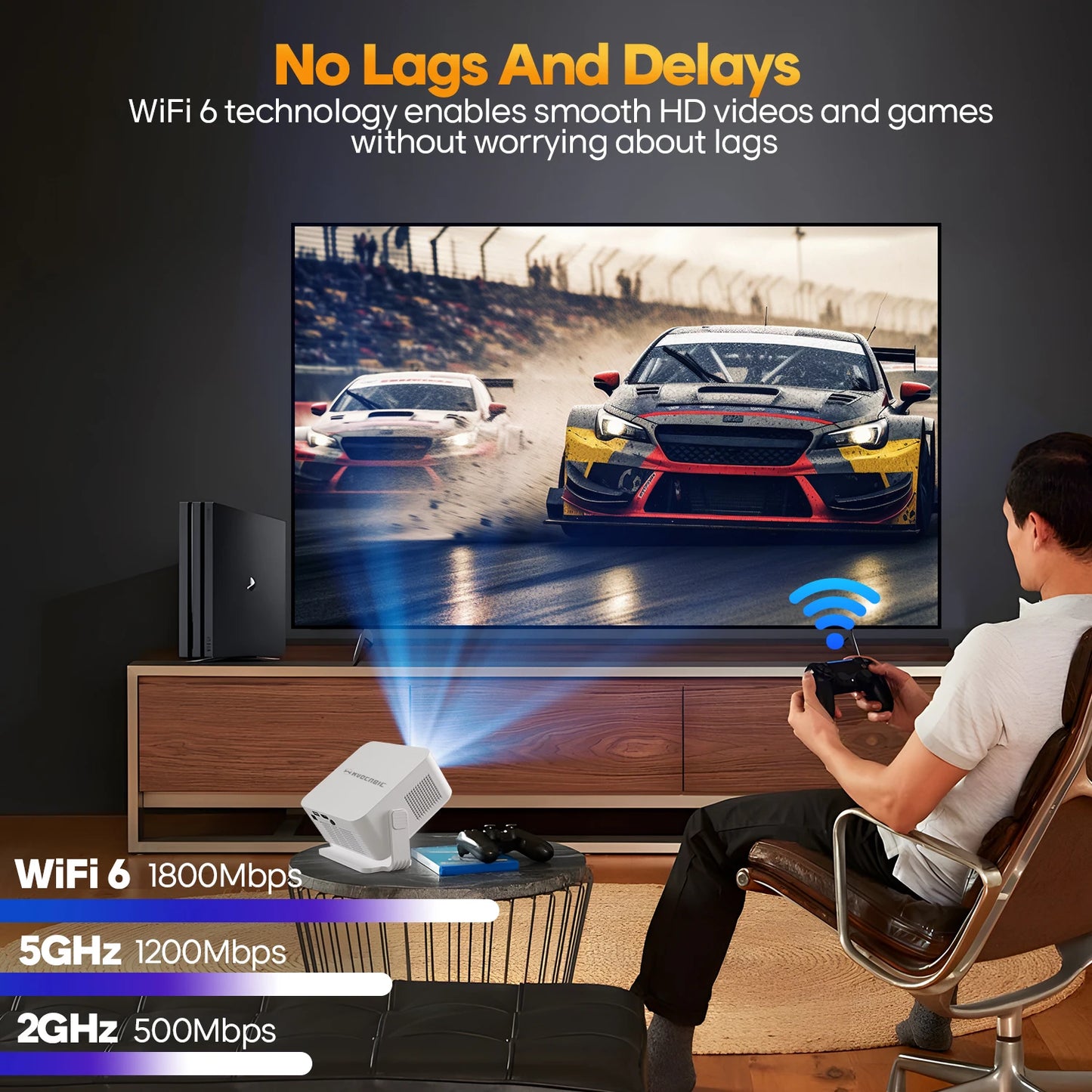 Auto Focus Android 14 4K Projector 400ANSI 8K Native 720P HY300 With Wifi6 BT5.4 Portable Outdoor