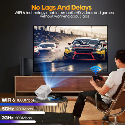 Auto Focus Android 14 4K Projector 400ANSI 8K Native 720P HY300 With Wifi6 BT5.4 Portable Outdoor