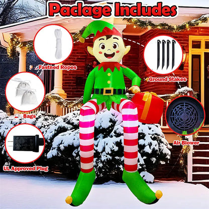 Inflatable Climbing Santa & Elf Christmas Decoration