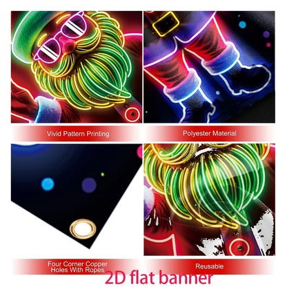 Luminous Santa Christmas Door Flag