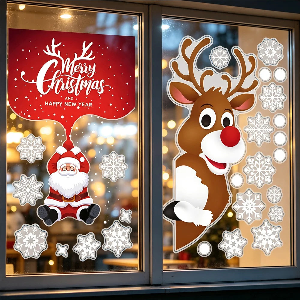Santa & Reindeer Christmas Window Clings