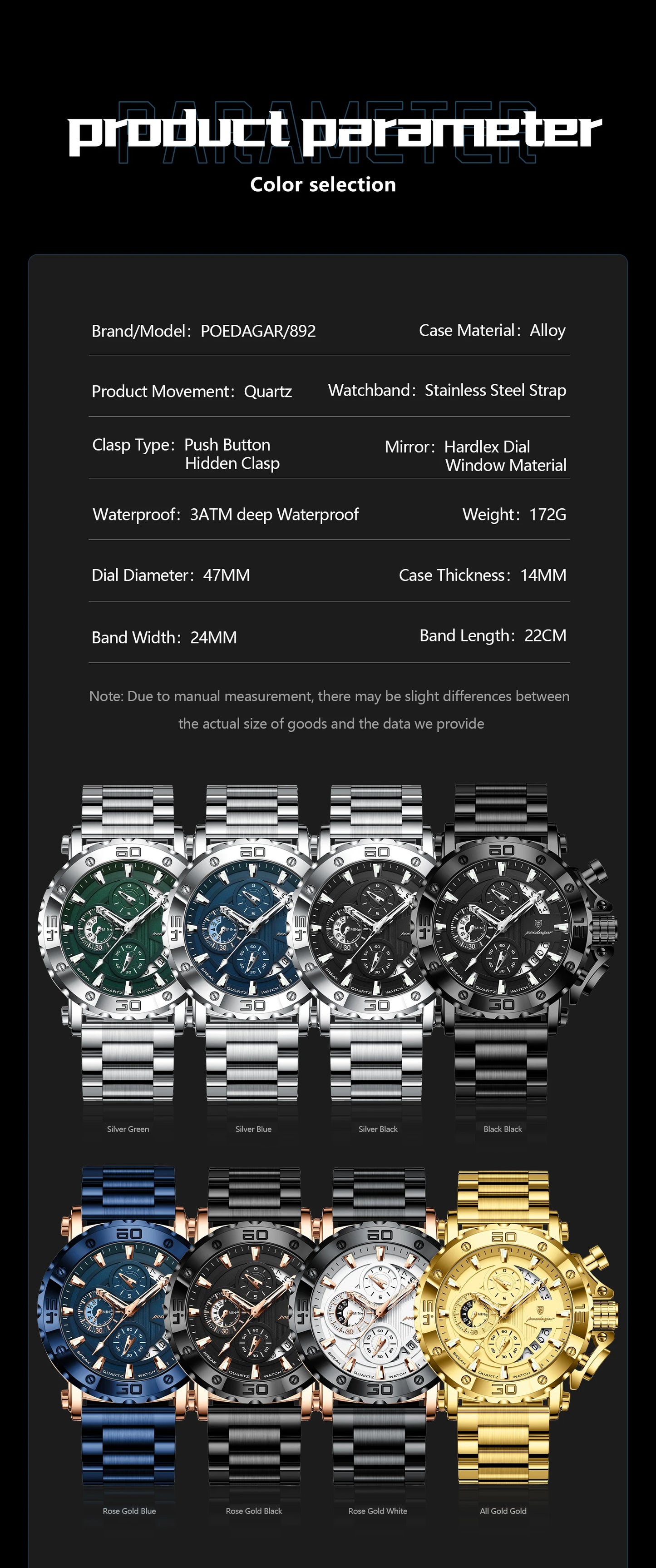 Luxury Men Wristwatch Date Luminous Waterproof Quartz Man Clock Chronograph Stainless Steel Fashion