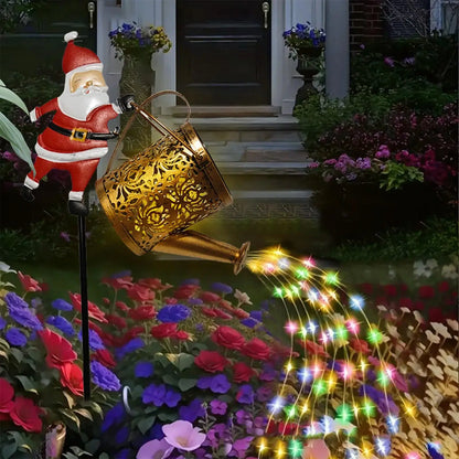 Solar Santa Watering Can Christmas Lights