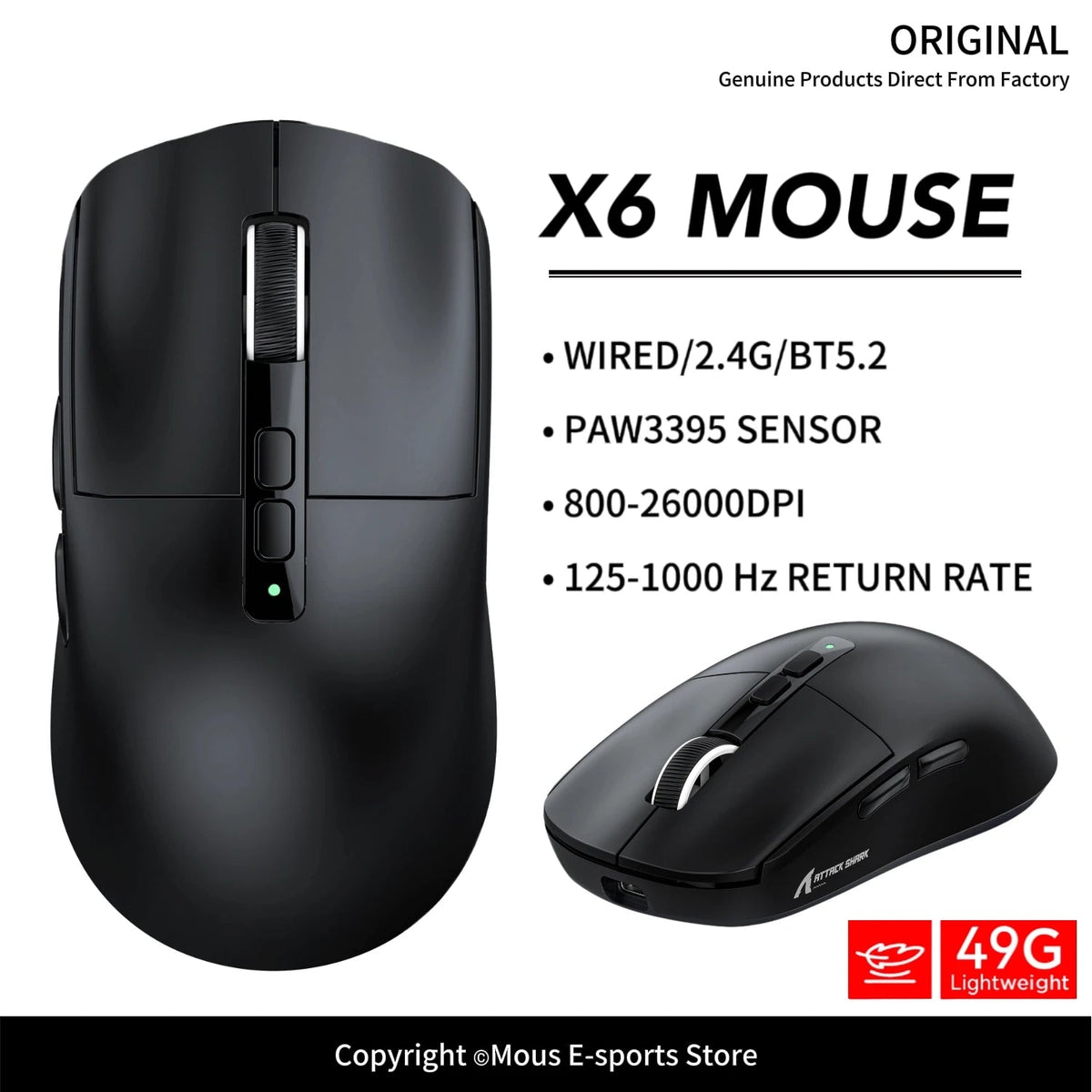 ATTACK SHARK X6 Wireless Gaming Mouse