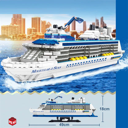 City 2428Pcs Cruise Liner Ship Sailing Boat Mini Model Building Blocks Creative Big Ocean Vessels