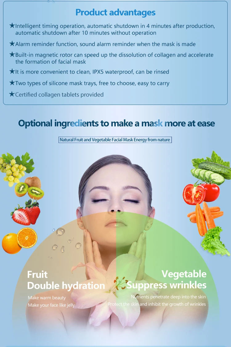 Face Mask Maker Machine Facial Treatment DIY Automatic Fruit Natural Vegetable Collagen Home Use Beauty Salon SPA beauty Device - Global Mix