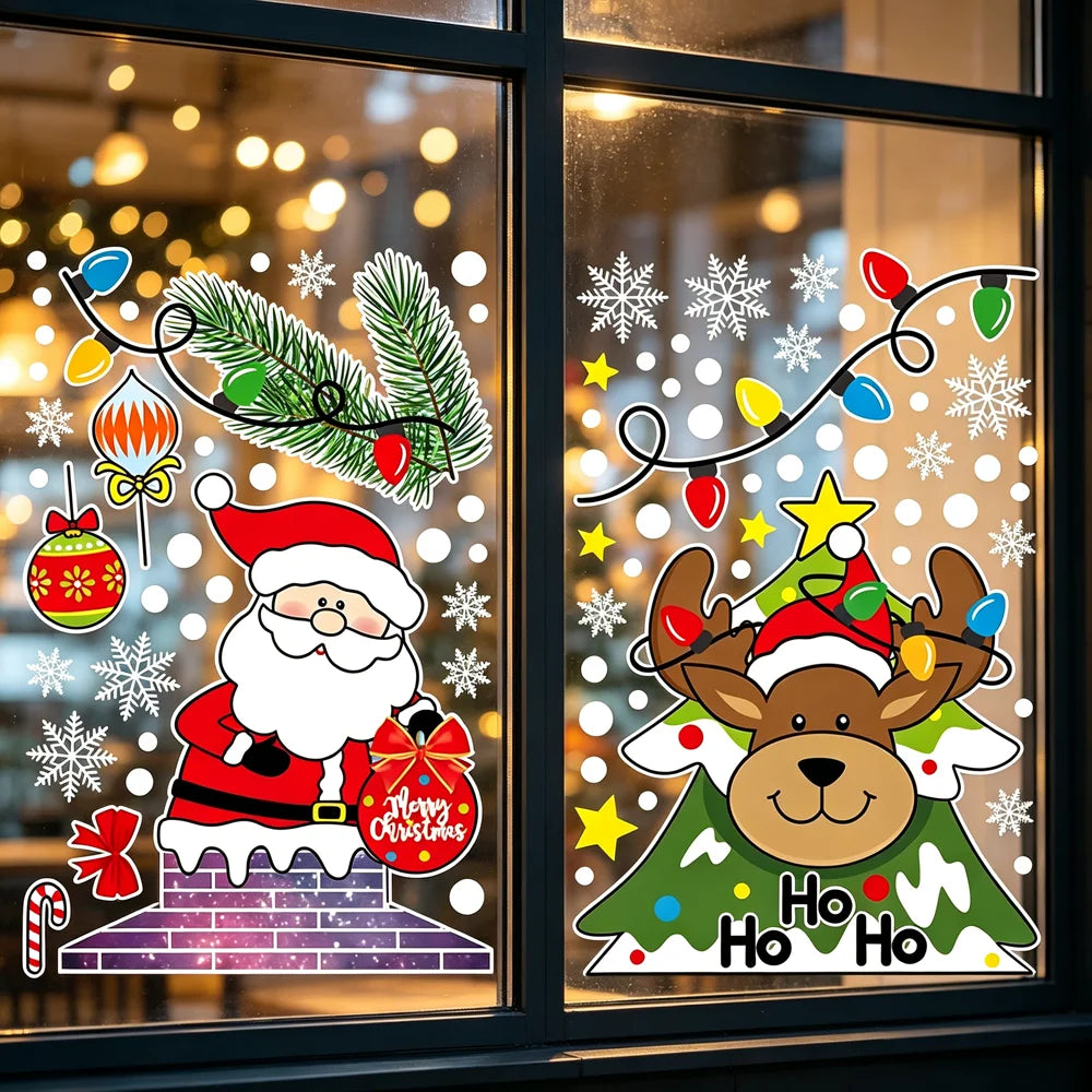 Santa & Reindeer Christmas Window Clings