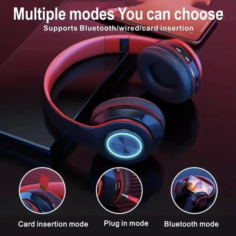 RGB Wireless Bluetooth Headphones with Microphone