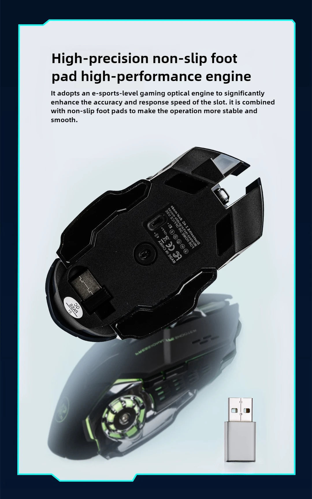 Rechargeable Wireless Gaming Mouse Bluetooth USB E-Sports Backlight