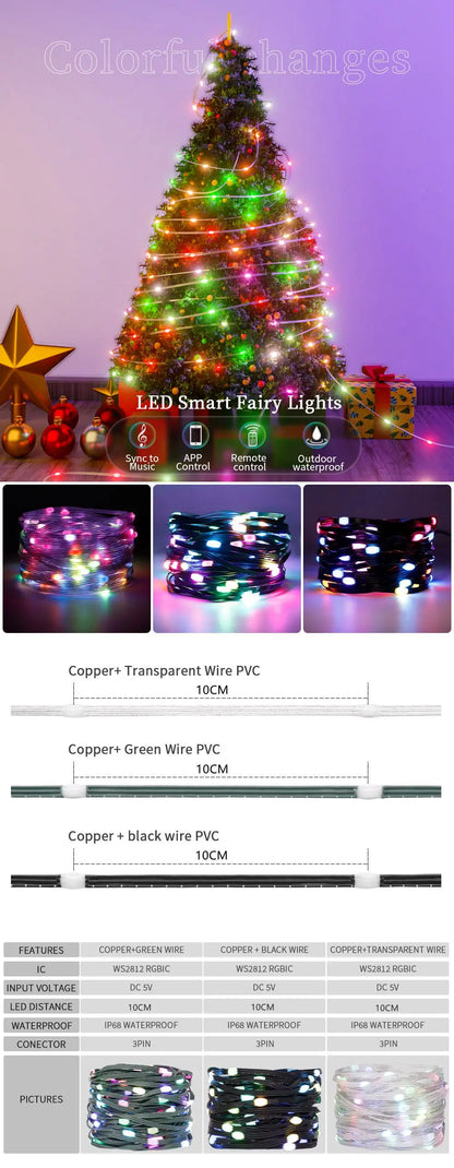 Addressable RGB Christmas LED String Lights