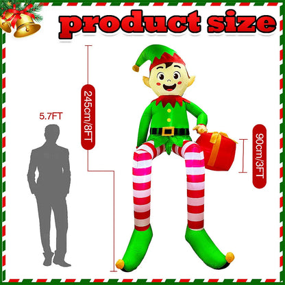 Inflatable Climbing Santa & Elf Christmas Decoration