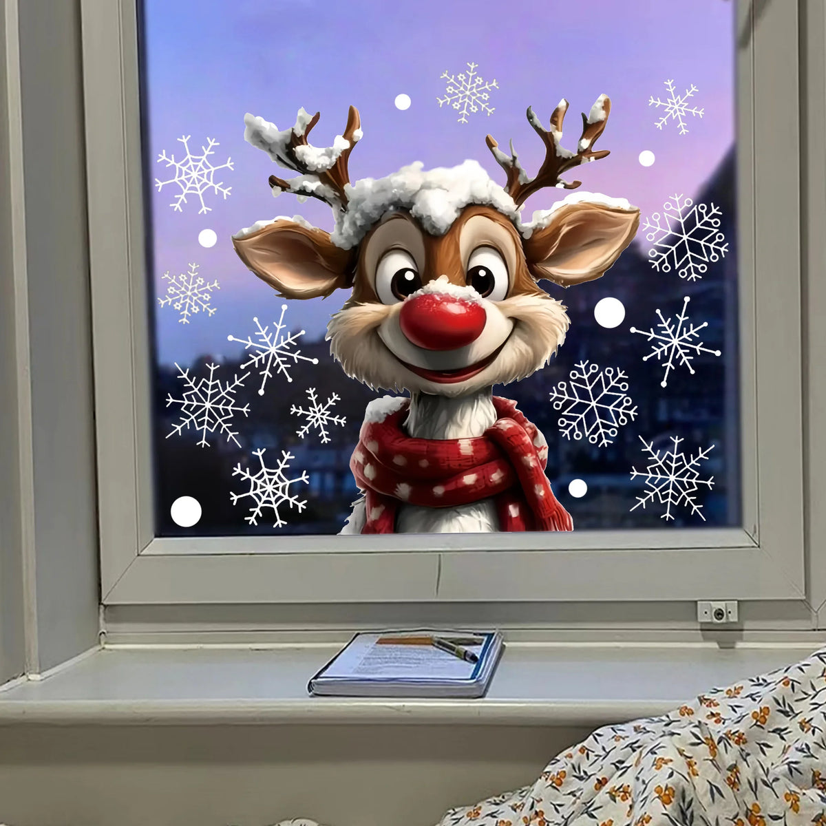 Snowflake & Reindeer Christmas Window Clings