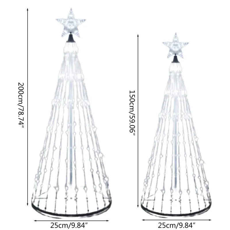 Christmas Tree Waterfall Star Lights