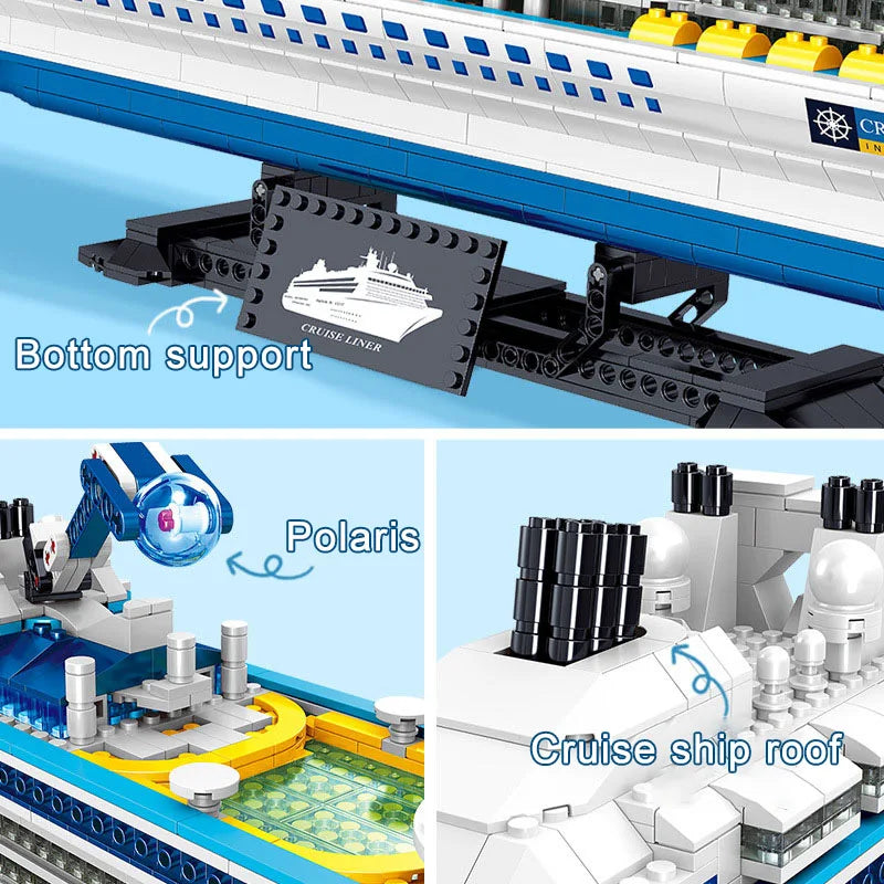City 2428Pcs Cruise Liner Ship Sailing Boat Mini Model Building Blocks Creative Big Ocean Vessels
