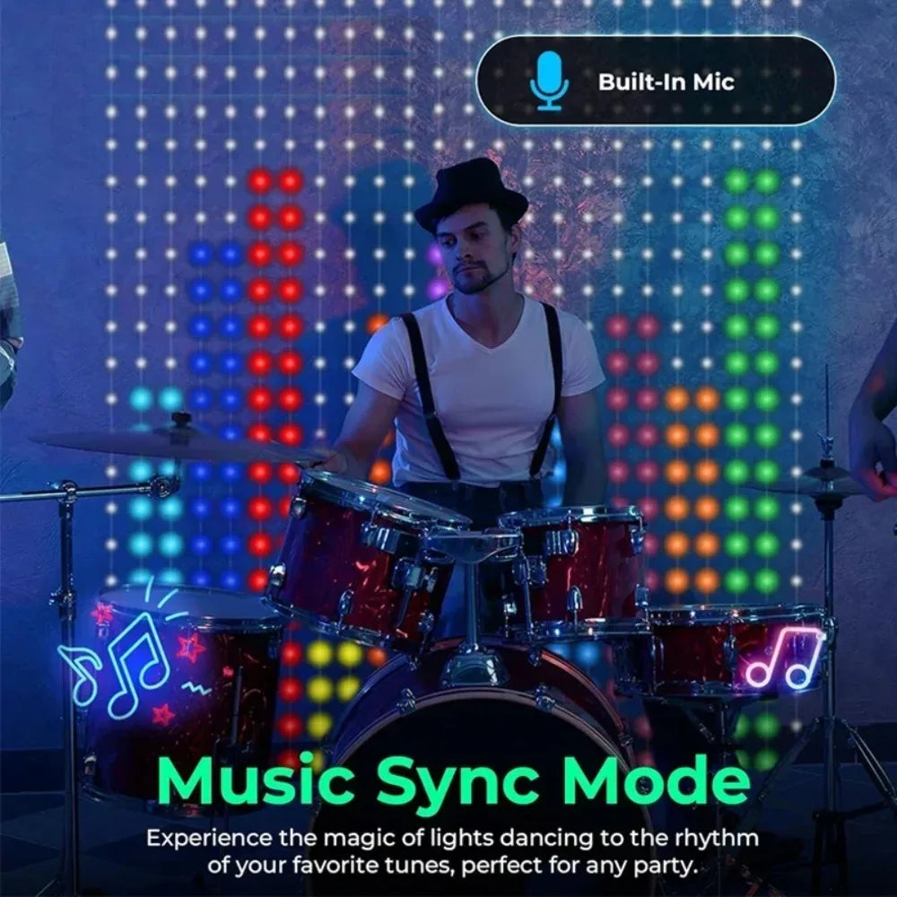 Smart LED Christmas Curtain Lights with Music Sync