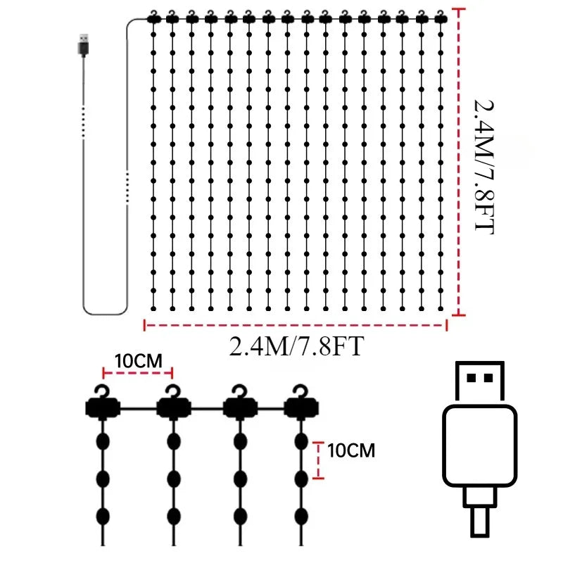 Smart RGB Christmas Curtain Lights