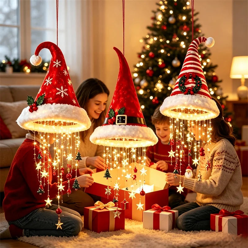 Lighted Santa Hat Christmas Chandelier