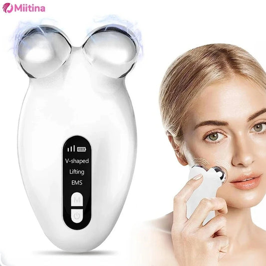 Facial Massager Microcurrent Roller EMS Device For Face Lifting Skin Tighten Rejuvenation Chin Remover Anti Wrikle Double care - Global Mix