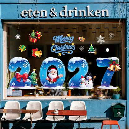 Santa & Snowman Christmas Window Clings