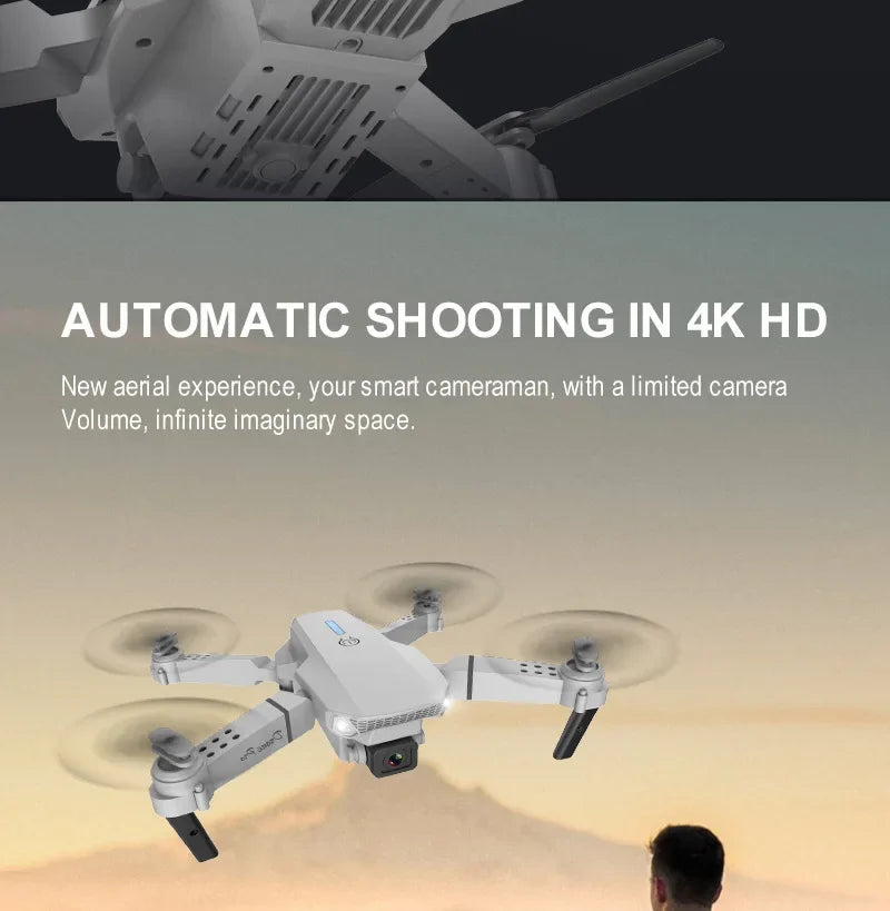 Pro WiFi FPV Drone - Single/Dual 4K/1080P Camera, Wide-Angle HD, Altitude Hold, Foldable Quadcopter RC Helicopter Toy