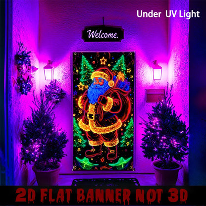 Neon Santa Christmas Hanging Flag