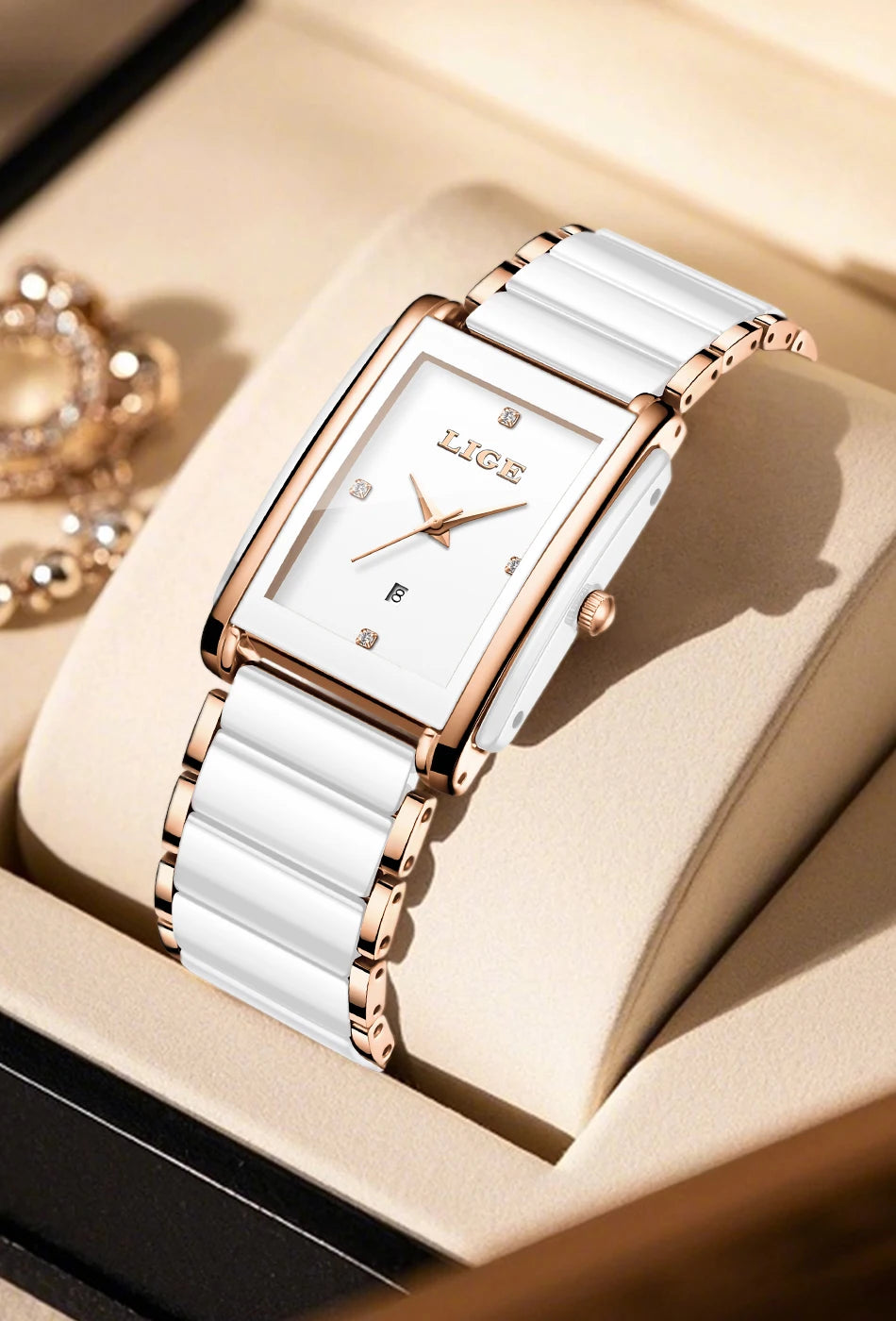 Elegant Square Ceramic Women’s Watch