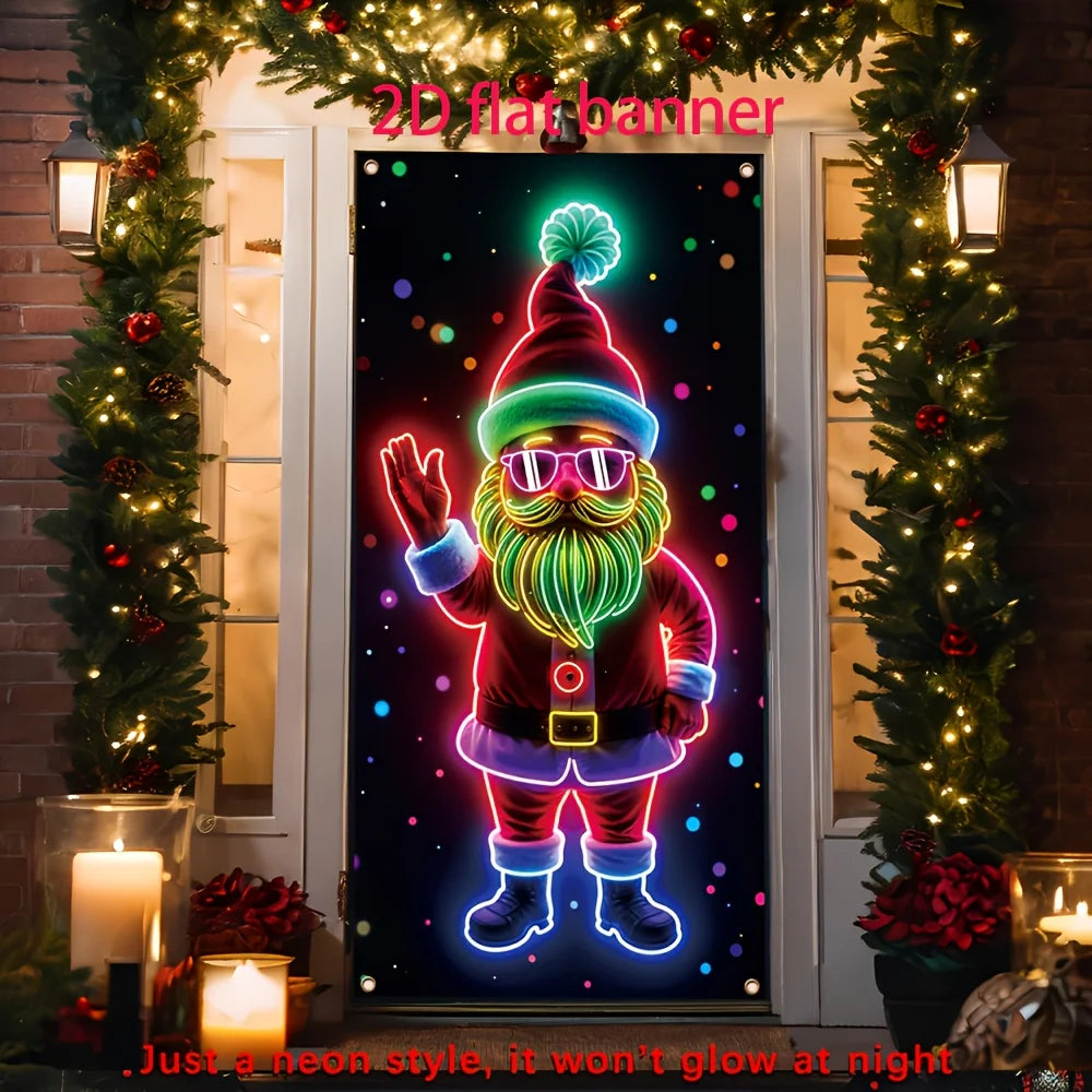 Luminous Santa Christmas Door Flag
