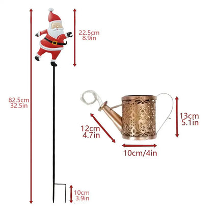 Solar Santa Watering Can Christmas Lights