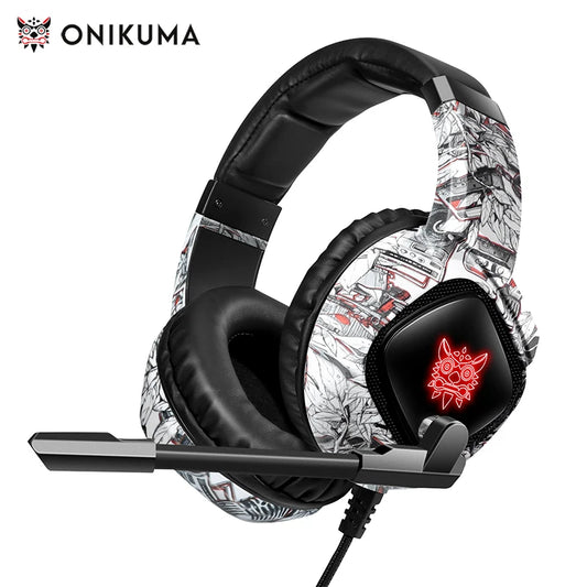 ONIKUMA wired gaming headset with microphone and LED