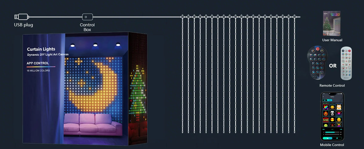 Smart RGB Christmas Curtain Lights
