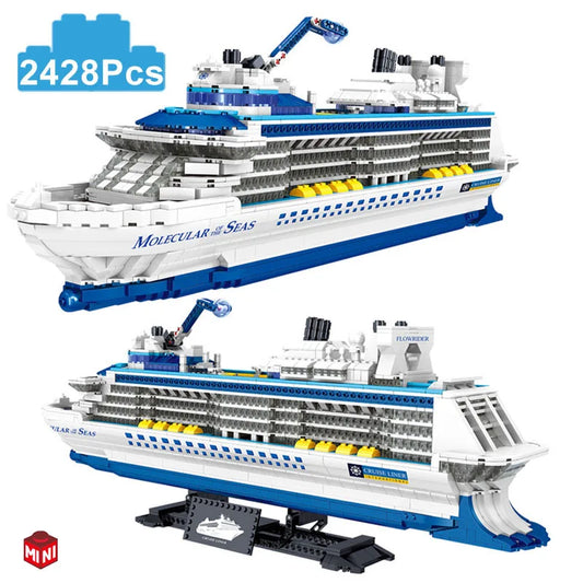 City 2428Pcs Cruise Liner Ship Sailing Boat Mini Model Building Blocks Creative Big Ocean Vessels