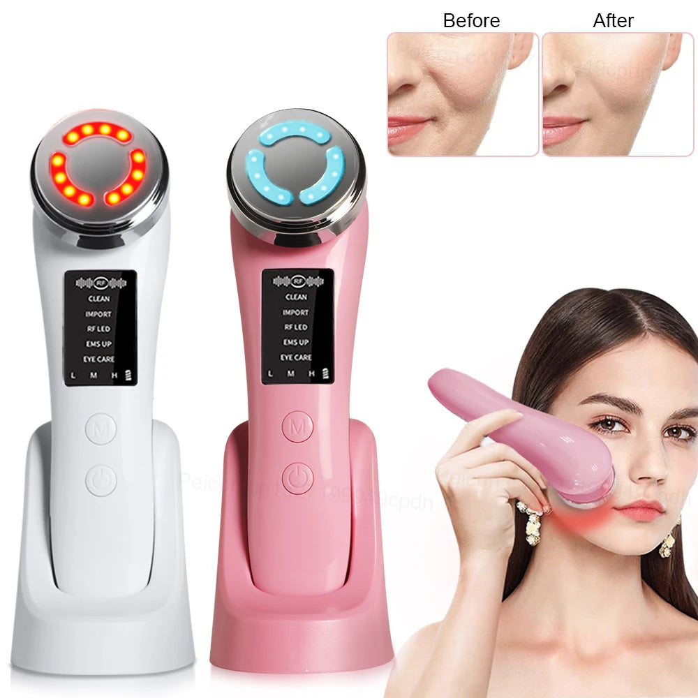 Facial Massager Microcurrent Massager for Face LED Light Therapy Skin Tightenin Facial Lifting Wrinkle Reducing Beauty Device - Global Mix