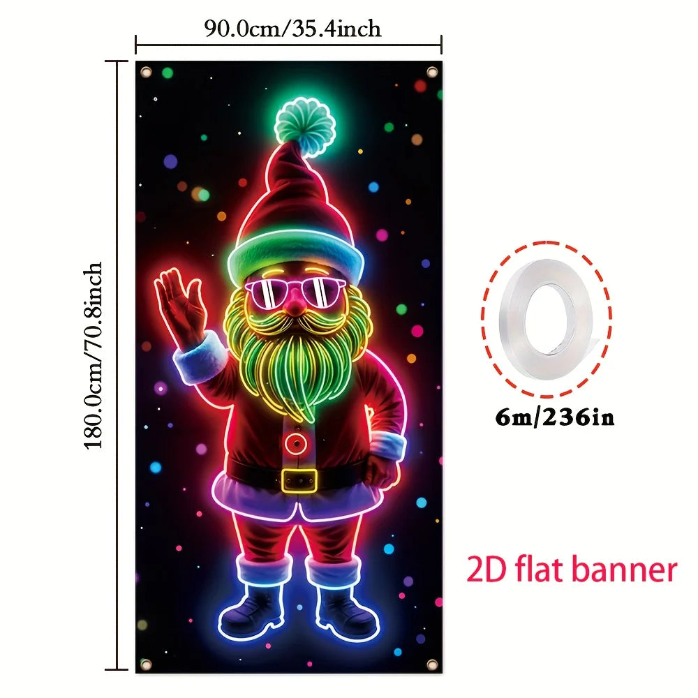 Luminous Santa Christmas Door Flag