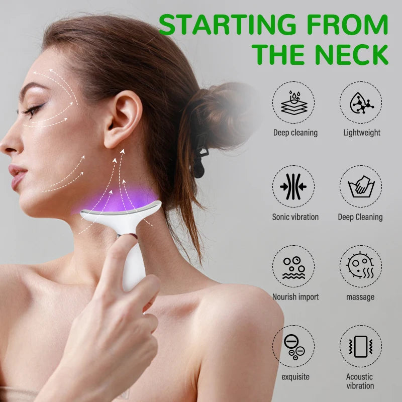 EMS Micro-current Neck Face Beauty Device 7 Color Facial Massager for Enhanced Face Neck and Shoulder Care with Vibrating - Global Mix