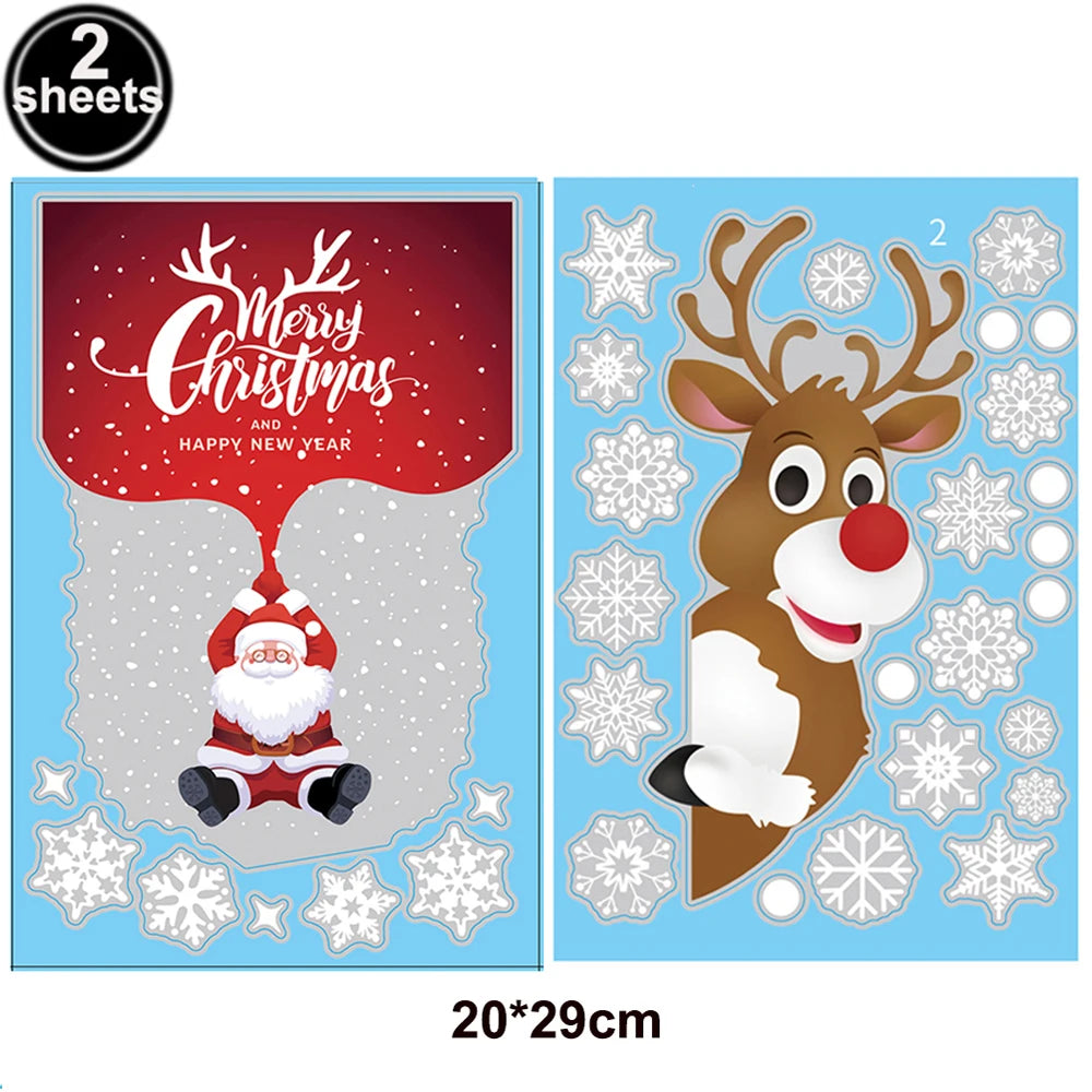 Santa & Reindeer Christmas Window Clings