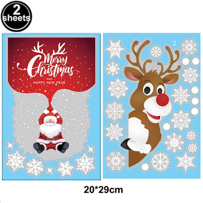 Santa & Reindeer Christmas Window Clings