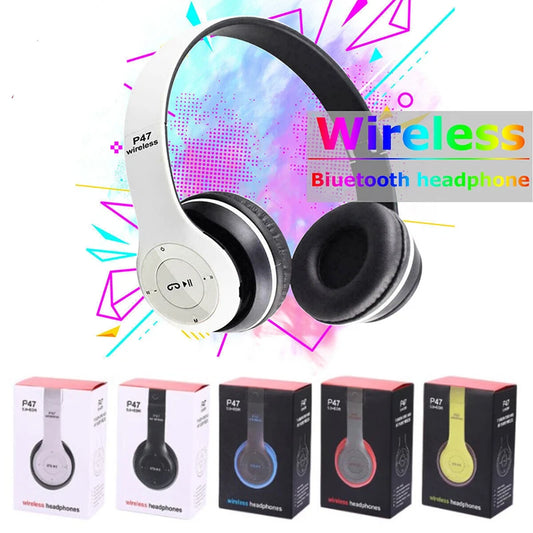 Wireless Bluetooth HIFI Stereo Foldable P47 Headphones with Microphone SD Card