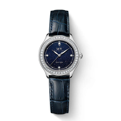 Diamond Leather Watch Sapphire & Waterproof