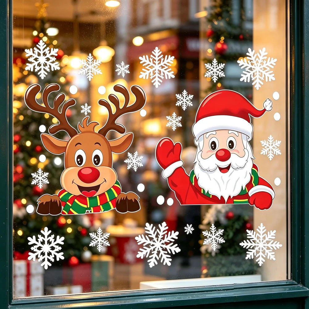 Santa & Reindeer Christmas Window Clings