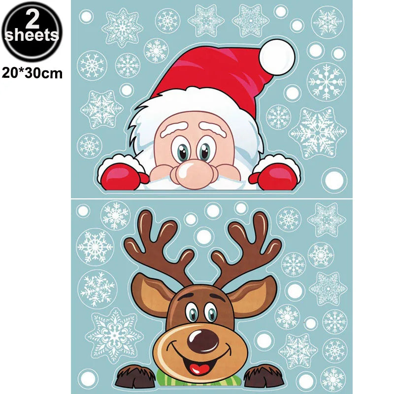 Santa & Reindeer Christmas Window Clings