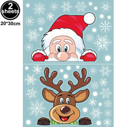 Santa & Reindeer Christmas Window Clings