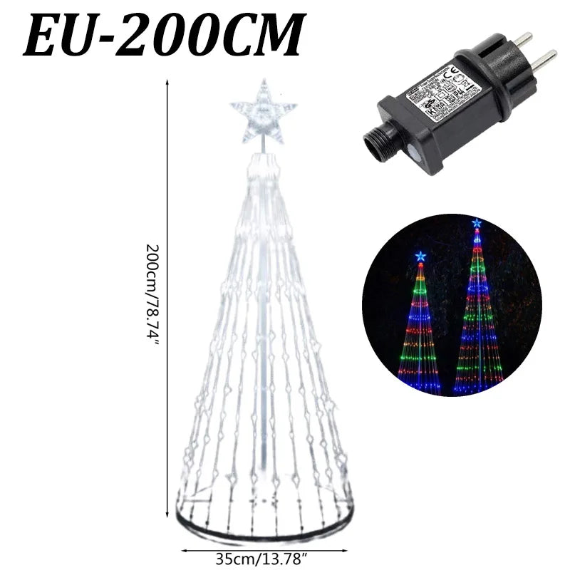Christmas Tree Waterfall Star Lights