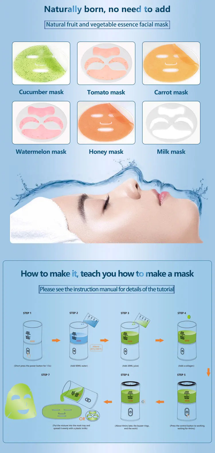 Face Mask Maker Machine Facial Treatment DIY Automatic Fruit Natural Vegetable Collagen Home Use Beauty Salon SPA beauty Device - Global Mix