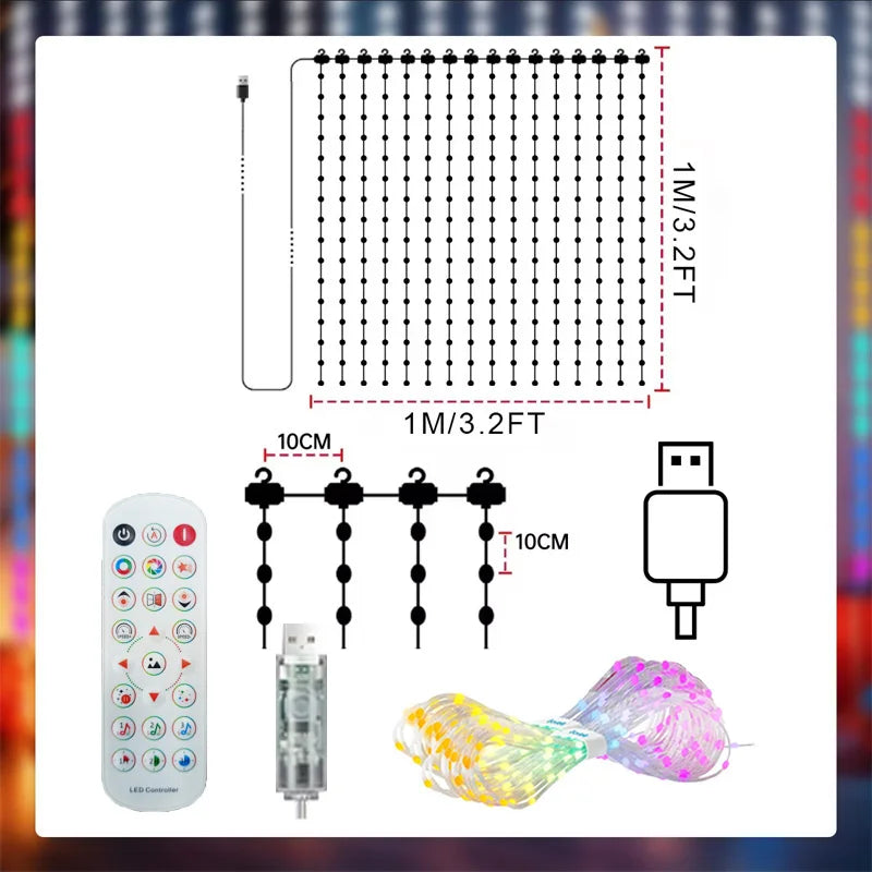 Smart LED Christmas Curtain Lights with Music Sync