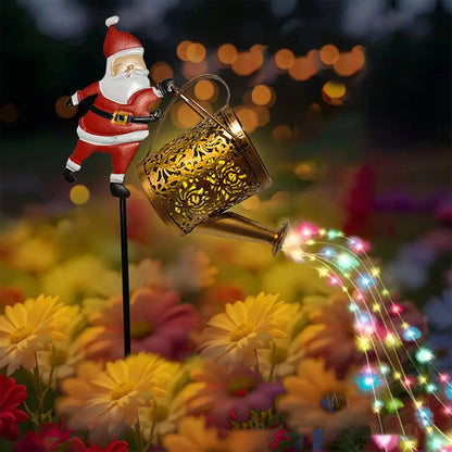 Solar Santa Watering Can Christmas Lights