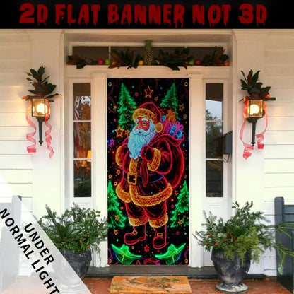 Neon Santa Christmas Hanging Flag