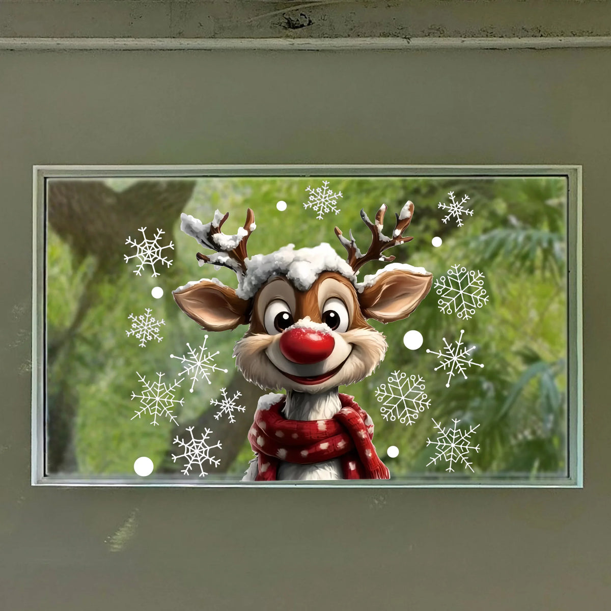 Snowflake & Reindeer Christmas Window Clings