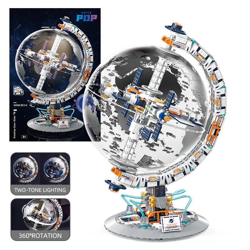 Creative Technology Space Station Transparent Globe Building Blocks High Tech Construction Bricks Set Toy Gifts For Children