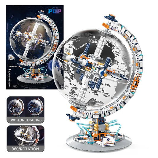 Creative Technology Space Station Transparent Globe Building Blocks High Tech Construction Bricks Set Toy Gifts For Children